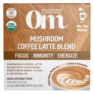 Om Mushrooms, Mushroom Coffee Latte Blend, 10 Packets, 0.28 oz (8 g) Each