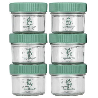 Sage Spoonfuls, Glass Baby Food Storage Jars, 6 Pack, 4 oz Each