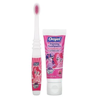 Orajel, Kids, My Little Pony Training Toothpaste with Toothbrush, Fluoride Free, Pinkie Fruity, 2 Piece Set
