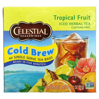 Celestial Seasonings, Iced Herbal Tea, Caffeine Free, Tropical Fruit, 40 Tea Bags, 3.2 oz (91 g)