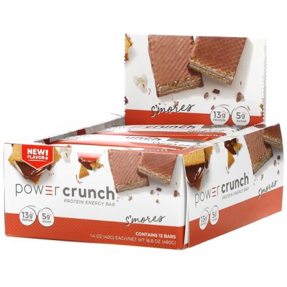 BNRG, Power Crunch Protein Energy Bar, S'mores, 12 Bars, 1.4 oz (40 g) Each