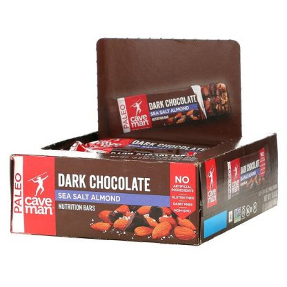 Caveman Foods, Nutrition Bars, Dark Chocolate Sea Salt Almond, 12 Bars, 1.41 oz (40 g) Each