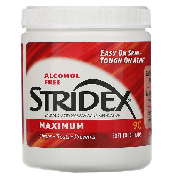 Stridex, Single-Step Acne Control, Maximum, Alcohol Free, 90 Soft Touch Pads