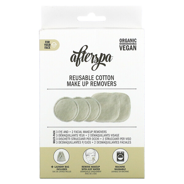 AfterSpa, Reusable Cotton Make Up Removers, 6 Piece Set