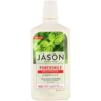 Jason Natural, Powersmile, Brightening Mouthwash, Peppermint, 16 fl oz (473 ml)