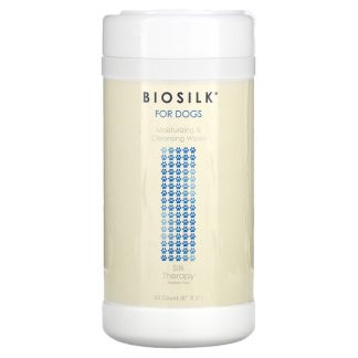 Biosilk, Silk Therapy, Moisturizing & Cleansing Wipes for Dogs, 50 Count