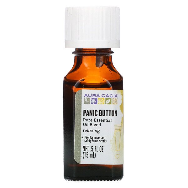 Aura Cacia, Pure Essential Oil Blend, Panic Button, 0 Aura Cacia, Pure Essential Oil Blend, Panic Button, 0.5 fl oz (15 ml)