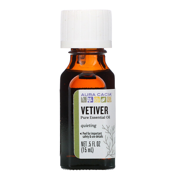 Aura Cacia, Pure Essential Oil, Vetiver, 0.5 fl oz (15 ml)