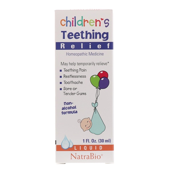 NatraBio, Children's Teething Relief, Non-Alcohol Formula, Liquid, 1 fl oz (30 ml) 1 NatraBio, Children's Teething Relief, Non-Alcohol Formula, Liquid, 1 fl oz (30 ml)