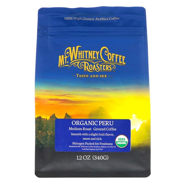 Mt Mt. Whitney Coffee Roasters, Organic Peru, Ground Coffee, Medium Roast, 12 oz (340 g)