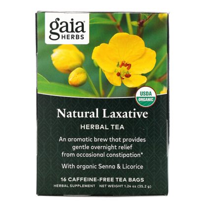 Gaia Herbs, Natural Laxative, Herbal Tea, Caffeine-Free, 16 Tea Bags, 1.24 oz (35.2 g)
