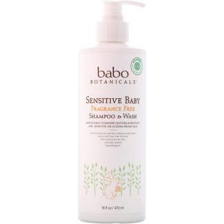Babo Botanicals, Sensitive Baby, Shampoo & Wash, Fragrance Free, 16 fl oz (473 ml)
