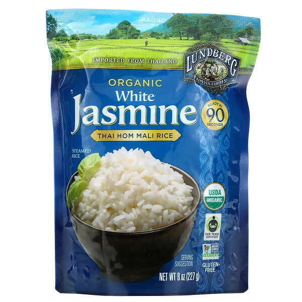Lundberg, Organic White Jasmine, Thai Hom Mali Rice, 8 oz (227 g) 1 Lundberg, Organic White Jasmine, Thai Hom Mali Rice, 8 oz (227 g)