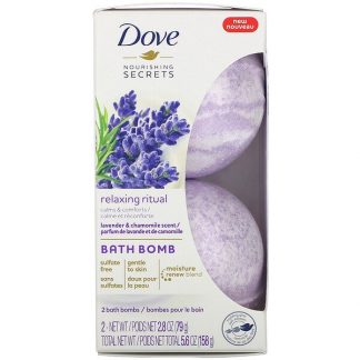 Dove, Nourishing Secrets, Bath Bombs, Lavender and Chamomile Scent, 2 Bath Bombs, 2.8 oz (79 g) Each