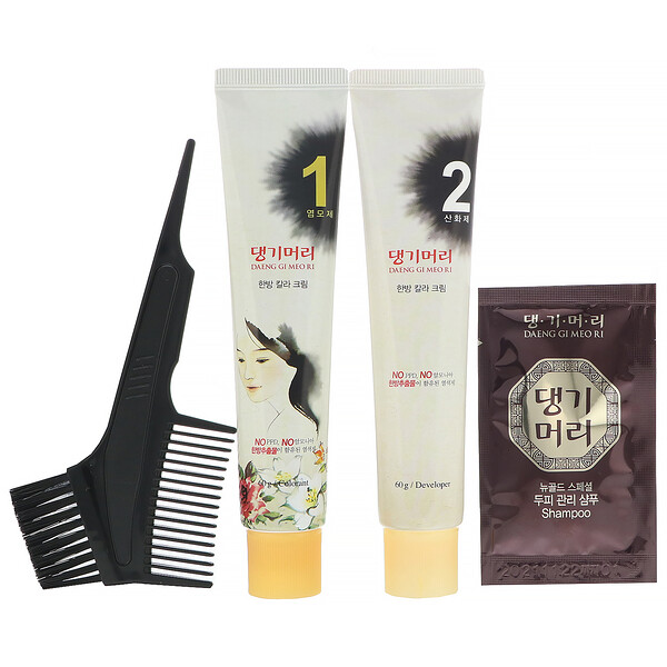 Doori Cosmetics, Daeng Gi Meo Ri, Medicinal Herb Hair Color, Black, 1 Kit 1 Doori Cosmetics, Daeng Gi Meo Ri, Medicinal Herb Hair Color, Black, 1 Kit
