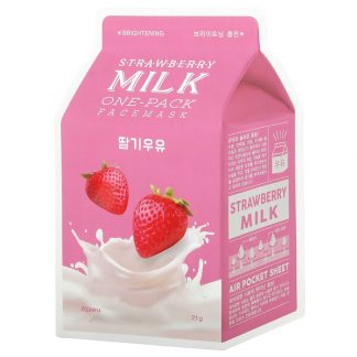 A'Pieu, Strawberry Milk One-Pack Beauty Face Mask, Brightening, 1 Sheet, 21 g