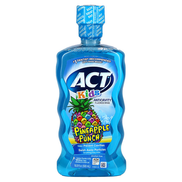 Act, Kids, Anticavity Fluoride Rinse, Alcohol Free, Pineapple Punch, 16 Act, Kids, Anticavity Fluoride Rinse, Alcohol Free, Pineapple Punch, 16.9 fl oz (500 ml)
