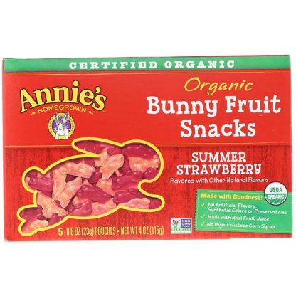 Annie's Homegrown, Organic Bunny Fruit Snacks, Summer Strawberry, 4 oz (115 g)