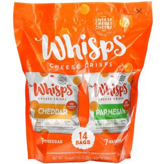 Whisps, Cheese Crisps Pack, Cheddar, Parmesan, 14 Bags, 0.63 oz (18 g) Each