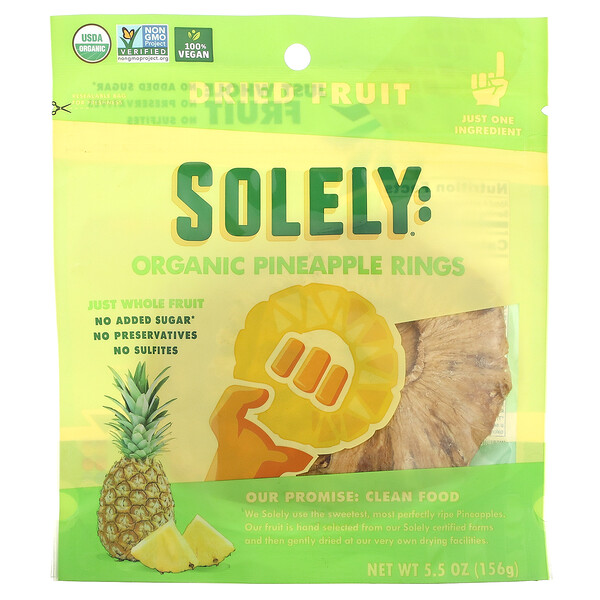 Solely, Organic Pineapple Rings, 5 Solely, Organic Pineapple Rings, 5.5 oz (156 g)