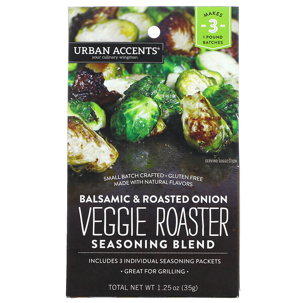 Urban Accents, Veggie Roaster Seasoning Blend, Balsamic & Roasted Onion, 1 Urban Accents, Veggie Roaster Seasoning Blend, Balsamic & Roasted Onion, 1.25 oz (35 g)