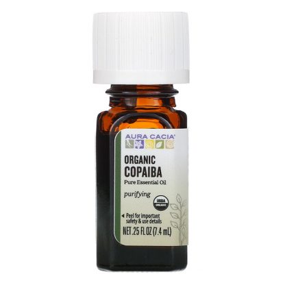 Aura Cacia, Pure Essential Oil, Organic Copaiba, 0.25 fl oz (7.4 ml)