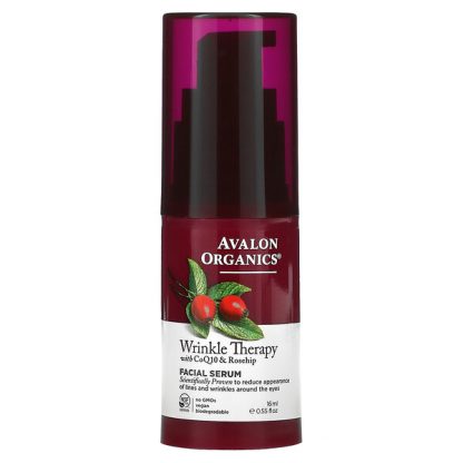 Avalon Organics, Wrinkle Therapy With CoQ10 & Rosehip, Facial Serum, 0.55 fl oz (16 ml)