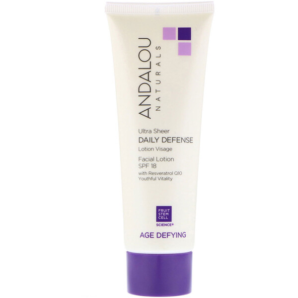 Andalou Naturals, Facial Lotion, Ultra Sheer Daily Defense, SPF 18, Age Defying, 2 Andalou Naturals, Facial Lotion, Ultra Sheer Daily Defense, SPF 18, Age Defying, 2.7 fl oz (80 ml)