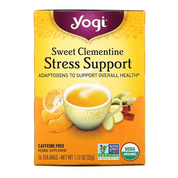 Yogi Tea, Stress Support, Sweet Clementine, Caffeine Free, 16 Tea Bags, 1 Yogi Tea, Stress Support, Sweet Clementine, Caffeine Free, 16 Tea Bags, 1.12 oz (32 g)