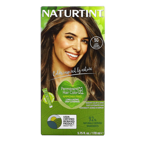Naturtint, Permanent Hair Color Gel, 5G Light Golden Chestnut, 5 Naturtint, Permanent Hair Color Gel, 5G Light Golden Chestnut, 5.75 fl oz (170 ml)