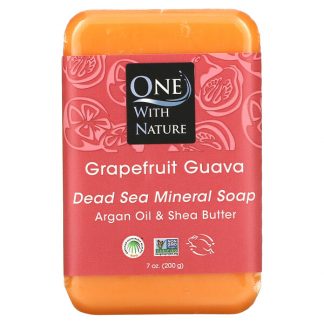 One with Nature, Dead Sea Mineral Soap Bar, Grapefruit Guava, 7 oz (200 g)