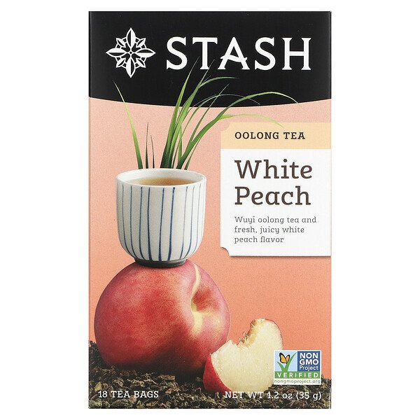 Stash Tea, Oolong Tea, White Peach, 18 Tea Bags, 1 Stash Tea, Oolong Tea, White Peach, 18 Tea Bags, 1.2 oz (35 g)