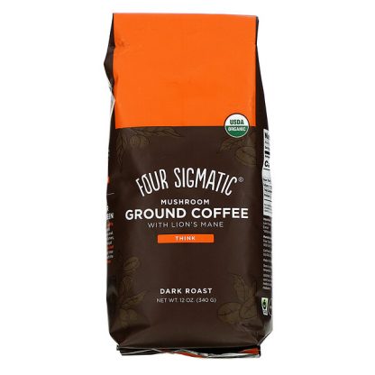 Four Sigmatic, Mushroom Ground Coffee with Lion's Mane, Think, Dark Roast, 12 oz (340 g)
