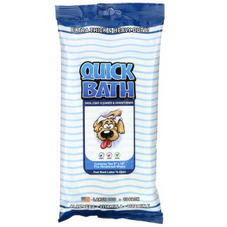 International Veterinary Sciences, Quick Bath, Skin, Coat Cleaner & Conditioner, Large Dog Wipes, 10 Pack