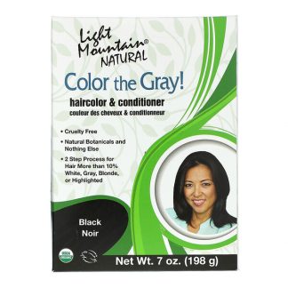 Light Mountain, Color the Gray! Natural Hair Color & Conditioner, Black, 7 oz (198 g)