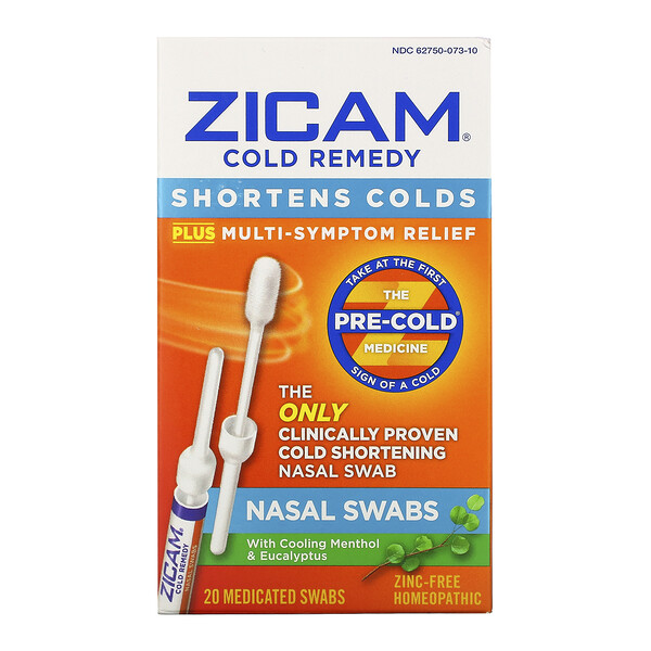 Zicam, Cold Remedy, Nasal Swabs, 20 Medicated Swabs 1 Zicam, Cold Remedy, Nasal Swabs, 20 Medicated Swabs