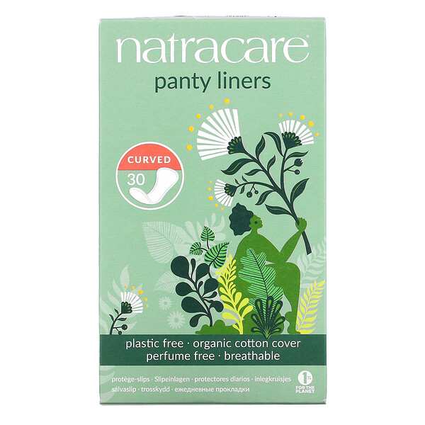 Natracare, Panty Liners, Organic Cotton Cover, Curved, 30 Liners 1 Natracare, Panty Liners, Organic Cotton Cover, Curved, 30 Liners