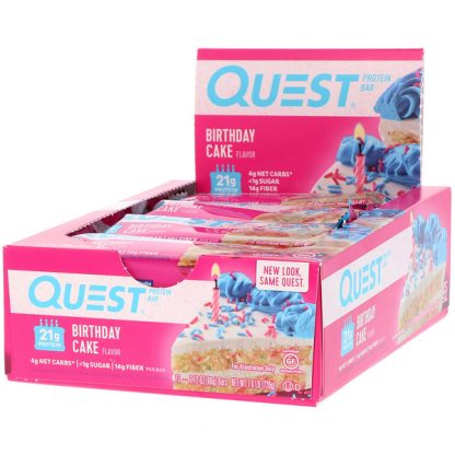 Quest Nutrition, Protein Bar, Birthday Cake, 12 Pack, 2.12 oz (60 g) Each