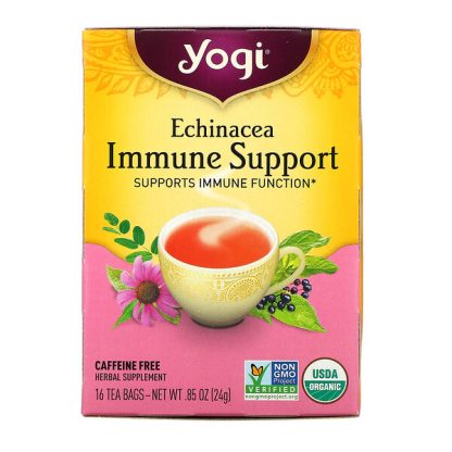 Yogi Tea, Echinacea Immune Support, Caffeine Free, 16 Tea Bags, .85 oz (24 g)