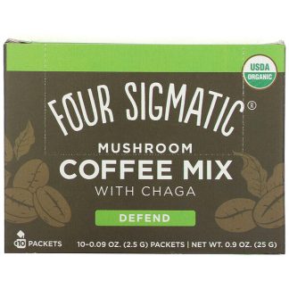 Four Sigmatic, Mushroom Coffee Mix with Chaga, Defend, Medium Roast, 10 Packets, 0.09 oz (2.5 g) Each