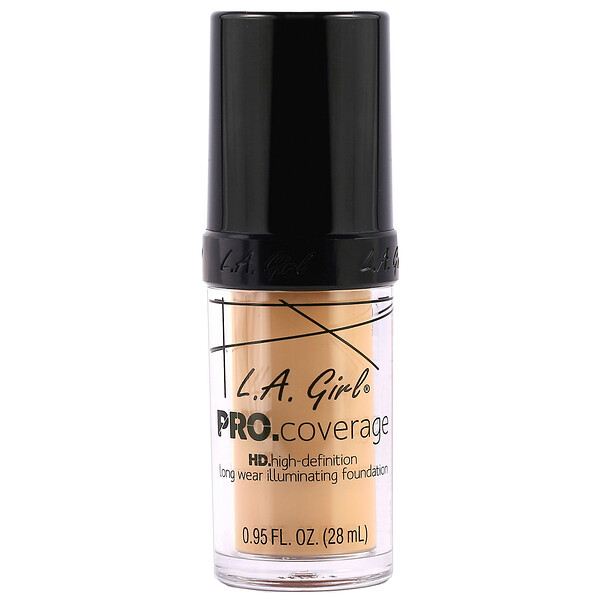 L.A. Girl, Pro Coverage HD Foundation, Natural, 0 L.A. Girl, Pro Coverage HD Foundation, Natural, 0.95 fl oz (28 ml)