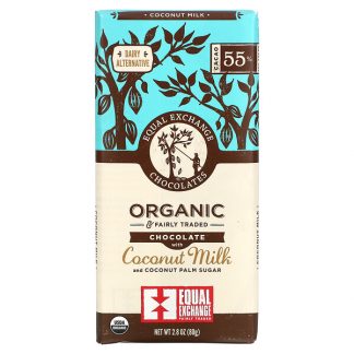 Equal Exchange, Organic Coconut Milk Chocolate, With Coconut Palm Sugar, 55% Cacao, 2.8 oz (80 g)