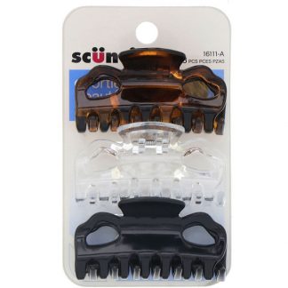 Scunci, Effortless Beauty, Jaw Clips, Assorted Colors, 3 Pieces