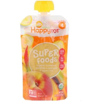 Happy Family Organics, HappyTot, SuperFoods, Bananas, Peaches & Mangos + Super Chia, 4.22 oz (120 g)
