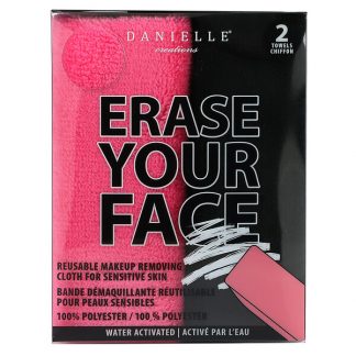 Erase Your Face, Reusable Make-Up Removing Cloths, Pink and Black, 2 Cloths
