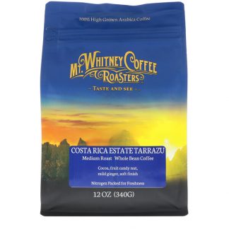 Mt. Whitney Coffee Roasters, Costa Rica Estate Tarrazu, Whole Bean Coffee, Medium Roast, 12 oz (340 g)