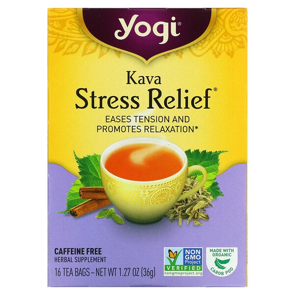 Yogi Tea, Kava Stress Relief, Caffeine Free, 16 Tea Bags, 1 Yogi Tea, Kava Stress Relief, Caffeine Free, 16 Tea Bags, 1.27 oz (36 g)
