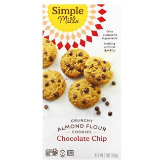 Simple Mills, Crunchy Almond Flour Cookies, Chocolate Chip, 5.5 oz (156 g)