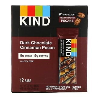 KIND Bars, Dark Chocolate Cinnamon Pecan, 12 Bars, 1.4 oz (40 g) Each