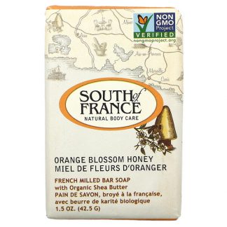 South of France, French Milled Bar Soap with Organic Shea Butter, Orange Blossom Honey, 1.5 oz (42.5 g)